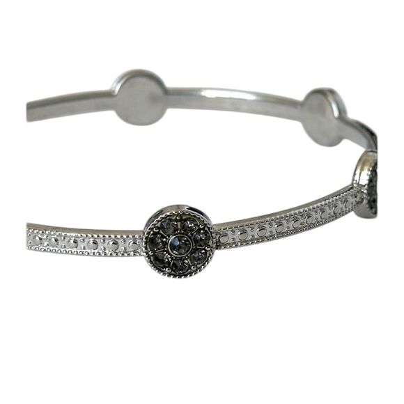 Jewelry - Stauer Bangle Rhodium-Finished Rhinestone Crystal Bracelet. Set of 2